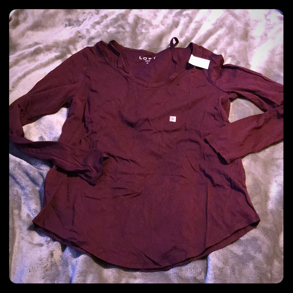 LOFT Deep Maroon Long Sleeve Tee Medium
